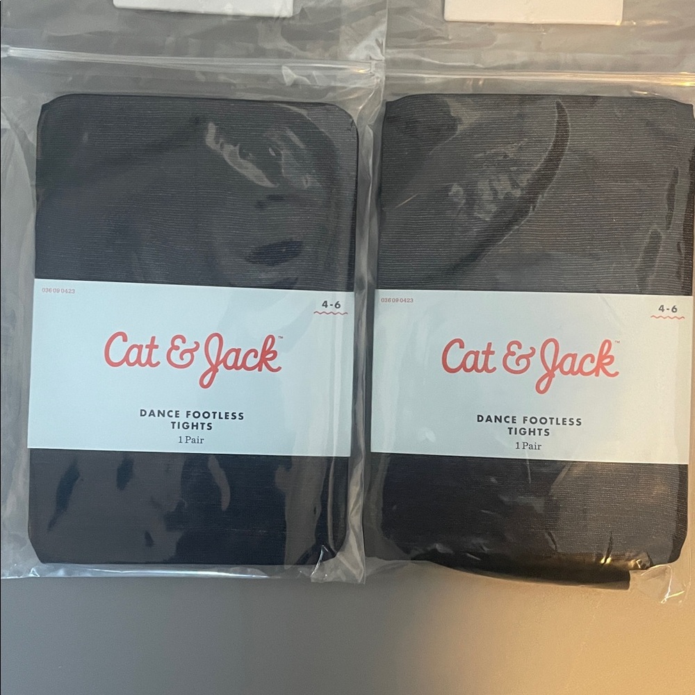 Cat & Jack 2 Pack Black Footless Tights Size 4-6 NEW